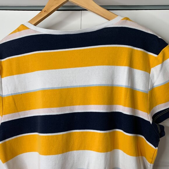 Tommy Hilfiger Women’s XXL Yellow, Blue, White 100% Cotton Striped Crew Neck Tee - Picture 7 of 12